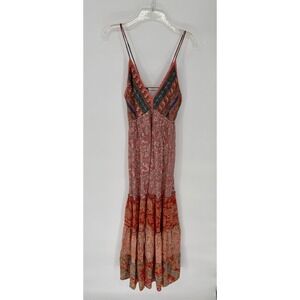 Antica Style Coral Flower & Paisley Tie Back Maxi Dress  S/M